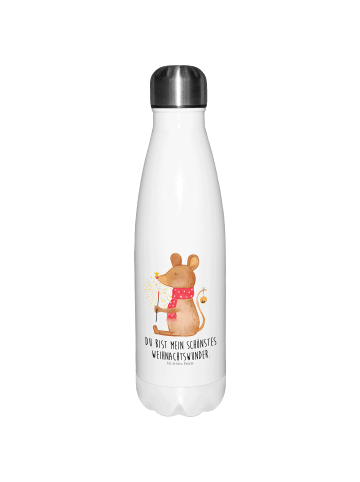 Mr. & Mrs. Panda Thermosflasche Maus Weihnachten mit Spruch in Weiß