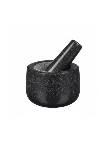 relaxdays Mörser mit Stößel in Schwarz - Ø 12 cm