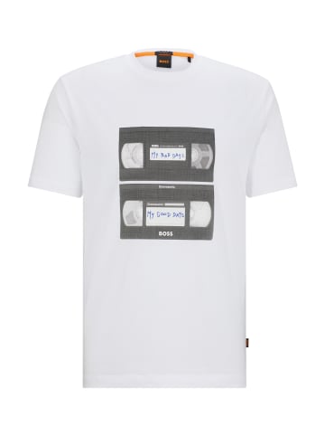 BOSS T-Shirt aus Baumwoll-Jersey mit Musik-Print in White