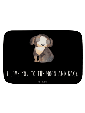 Mr. & Mrs. Panda Badematte Hund Entspannen mit Spruch in Schwarz