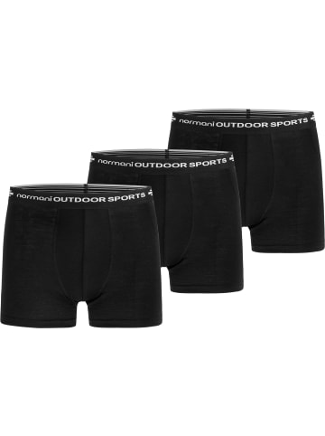 Normani Outdoor Sports 3er Pack Herren Merino Boxershorts Unterhose in Schwarz