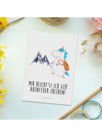 Mr. & Mrs. Panda Grußkarte Einhorn Bergsteiger mit Spruch in Weiß