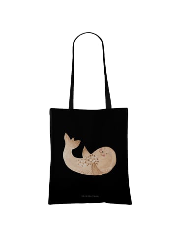 Mr. & Mrs. Panda Schultertasche Robbe Liegen ohne Spruch in Schwarz