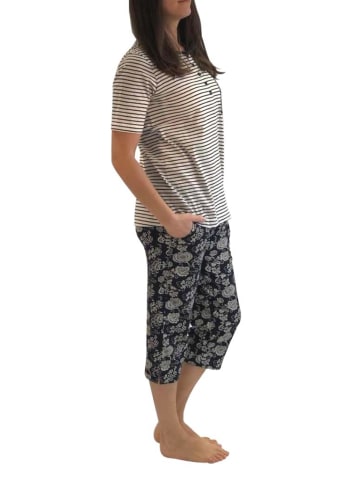 NORMANN Capri Pyjama kurzarm Oberteil gestreift - 44585 in creme