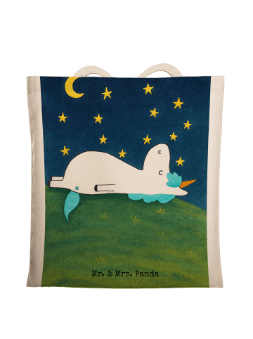 Mr. & Mrs. Panda Tasche Einhorn Sternenhimmel Design ohne Spruch in Weiß