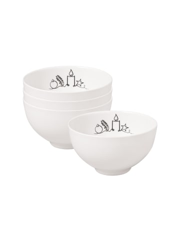 Villeroy & Boch 4er Set Bols XMAS Statement Lines in Weiß ø 13,8 cm in weiß