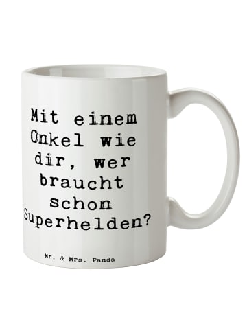 Mr. & Mrs. Panda Tasse Super-Onkel mit Spruch in Weiß