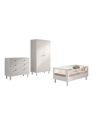 58 aufm Kessel JUNIORBETT SET 70x140 Keeley Buche Weiß Holz Schrank Komfort Stabil