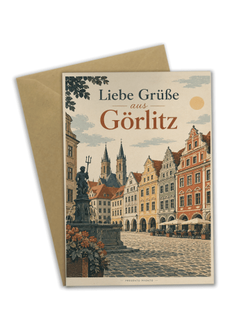 Grußkarte Görlitz historisch Design mit Spruch in Weiß