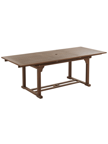Beliani 8-tlg Gartentisch Set AMANTEA in Dunkler Holzfarbton/Blau