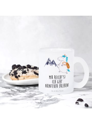 Mr. & Mrs. Panda Glasbecher Einhorn Bergsteiger mit Spruch in Transparent