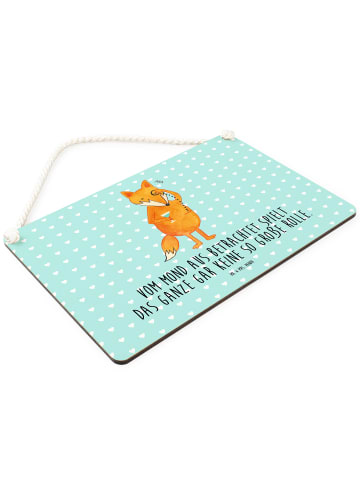 Mr. & Mrs. Panda Schild Fuchs Lord mit Spruch in Türkis Pastell