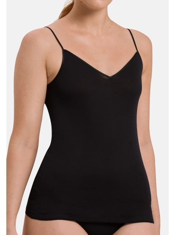 Hanro Spaghetti Top Cotton Seamless in Schwarz