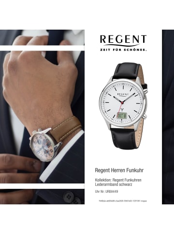 Regent Funkuhr-Analog-Digital schwarz groß (ca. 40mm) Regent Funkuhren