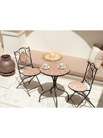 Beliani 3-tlg Bistro Set ADRANO in Schwarz/Braun/Orange