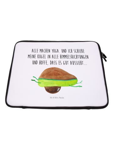 Mr. & Mrs. Panda Notebook Tasche Avocado Yoga mit Spruch in Weiß