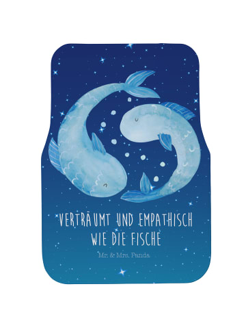 Mr. & Mrs. Panda Fahrer Autofußmatte Sternzeichen Fische mit Spruch in Sternenhimmel Blau