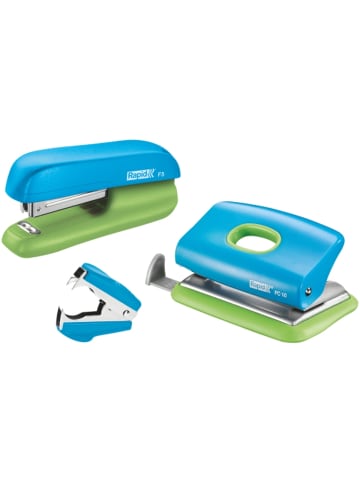 Leitz Schreibtisch-Set Heftgerät F5, Locher FC10, Enthefter C2 blau/grün