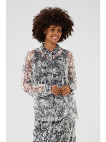 CULTURE Langarm-Hemd CUwilma Oversize fit in Grey/White Mix