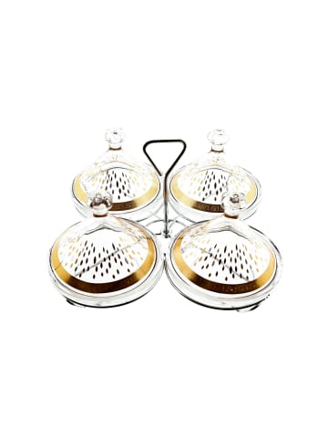 Almina Almina Snack-Set Tajine 9 Teilig aus Glas mit goldenen in Transparent