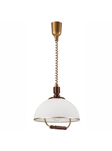 Licht-Erlebnisse Pendelleuchte Ø 30 x (T)64 cm in Bronze Weiß Haselnuss