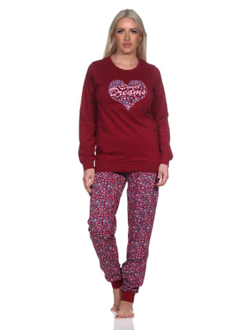 NORMANN Schlafanzug Pyjama langarm Bündchen Sterne - 81635 in beere