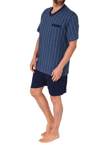 NORMANN kurzarm Schlafanzug Shorty Pyjama Streifen - 72028 in marine