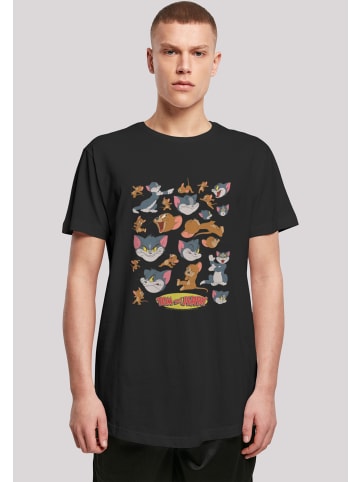 F4NT4STIC Long Cut T-Shirt Long Cut T-Shirt Tom and Jerry TV Serie Many Faces in schwarz