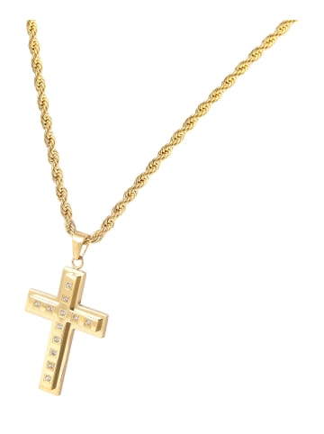 Adeliás Damen Halskette mit Anhänger – Kreuz aus Edelstahl in gold