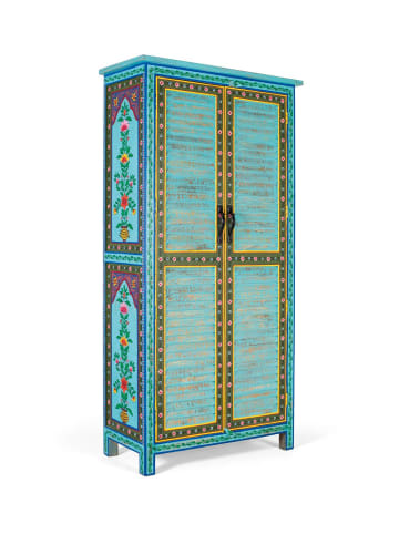 Giner y Colomer Kleiderschrank aus Mangoholz mit handgefertigtem Design 2 m hoch in Blue