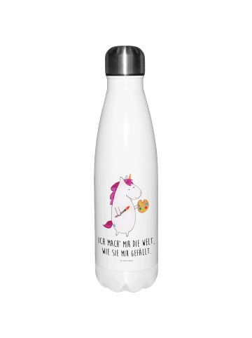 Mr. & Mrs. Panda Trinkflasche Einhorn Künstler mit Spruch in Weiß