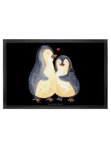 Mr. & Mrs. Panda Schmutzmatte Pinguin umarmen ohne Spruch in Schwarz
