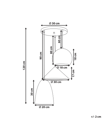 Beliani Pendelleuchten ENDRICK in Weiß/Braun - (W) 55 x (H) 120 x (L) 55 cm