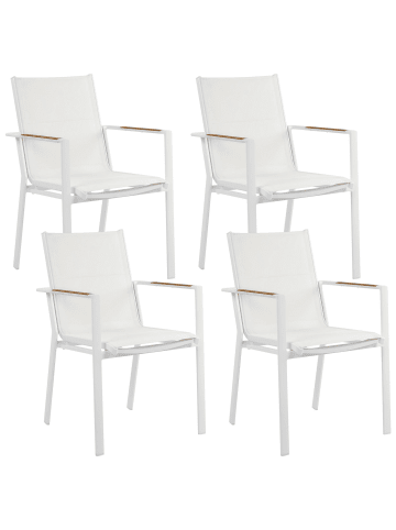 Beliani 4er-Set Esszimmerstuhl BUSSETO in Weiß/Braun