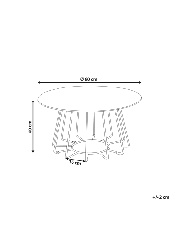 Beliani Couchtisch BERNIE in Weiß/Schwarz - (W) 80 x (H) 40 x (L) 80 cm