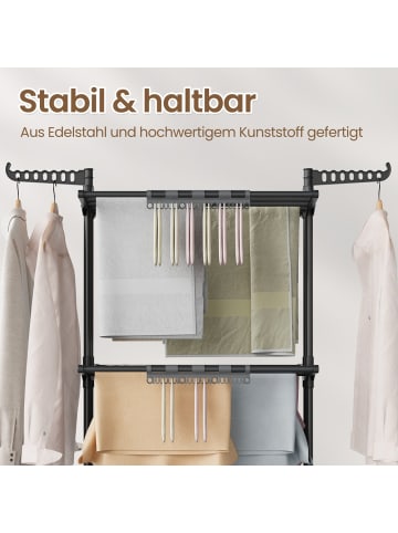 SONGMICS Wäscheständer Bunji in Tintenschwarz - (B)64.2 x (H)169.2 x (T)126.6 cm
