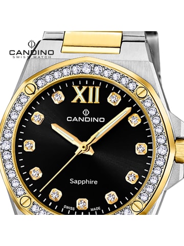 Candino Analog-Armbanduhr Candino Elegance silber, gold mittel (ca. 34mm)
