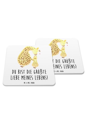Mr. & Mrs. Panda Glasuntersetzer Giraffe Kind mit Spruch in Weiß