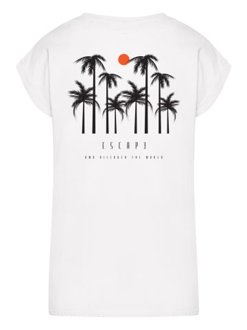 F4NT4STIC Extended Shoulder T-Shirt Escape Discover the World Palm Trees in weiß