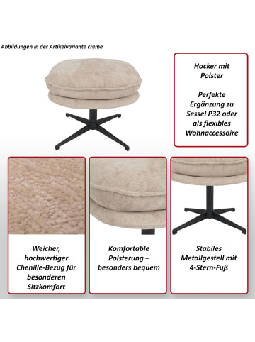 MCW Hocker mit Polster P32, Grau