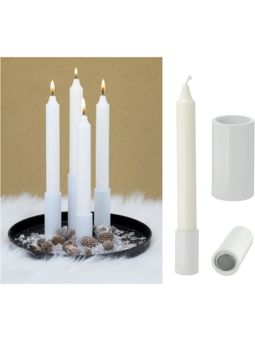 Novaliv 8X Kerzenhalter für Stabkerzen magentisch Weiss 2,8x5cm Kerzenständer in Weiß