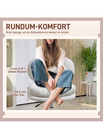 HOMCOM Bürostuhl in Cremeweiß 65L x 65B x 94H cm