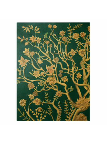 WALLART Leinwandbild Gold - Chinoiserie Blumen in der Nacht I in Blau