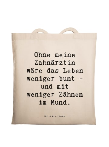 Mr. & Mrs. Panda Tragetasche Spruch Zahnärztin Dank mit Spruch in Creme