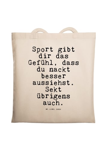 Mr. & Mrs. Panda Schultertasche Sport gibt dir das... mit Spruch in Creme