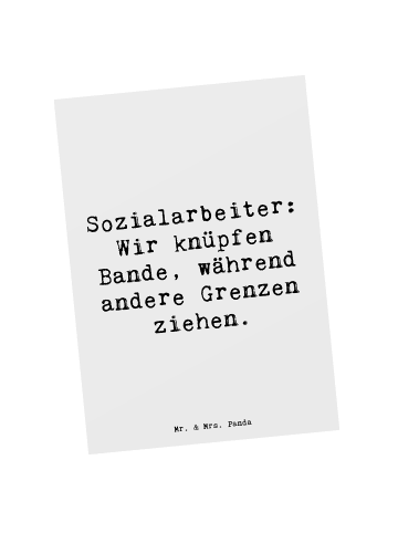 Mr. & Mrs. Panda Postkarte Spruch Sozialarbeiterin Einheite knüpfen... in Weiß