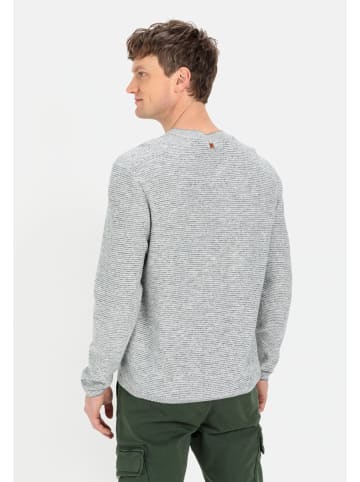 Camel Active Strickpullover mit Henley-Kragen in Grau-Blau