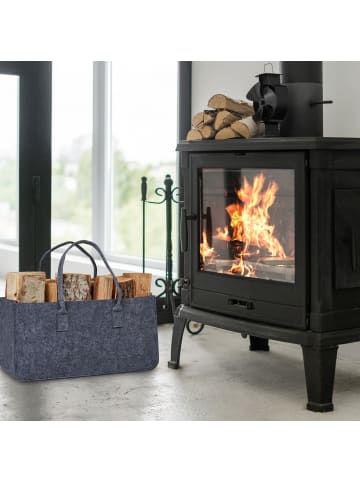 relaxdays 2 x Kaminholztasche in Dunkelgrau - (B)50 x (H)25 x (T)25 cm