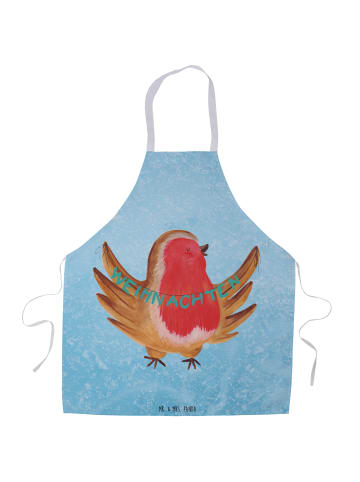 Mr. & Mrs. Panda Schürze Rotkehlchen Weihnachten ohne Spruch in Eisblau