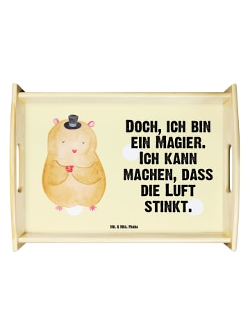 Mr. & Mrs. Panda Serviertablett Hamster Hut mit Spruch in Gelb Pastell